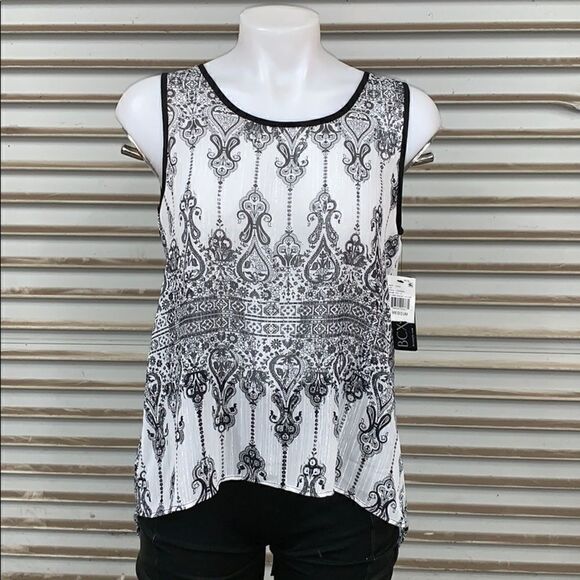 BCX size medium sheer print hi Lo top - Picture 4 of 8